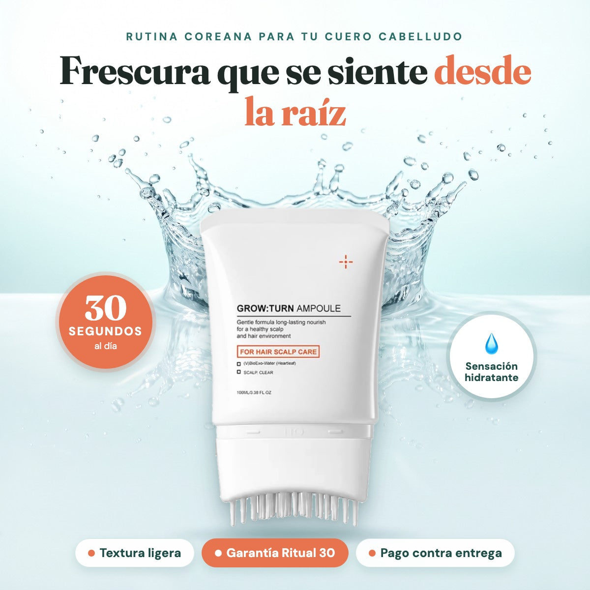 Sérum capilar coreano con cepillo integrado: frescura desde la raíz